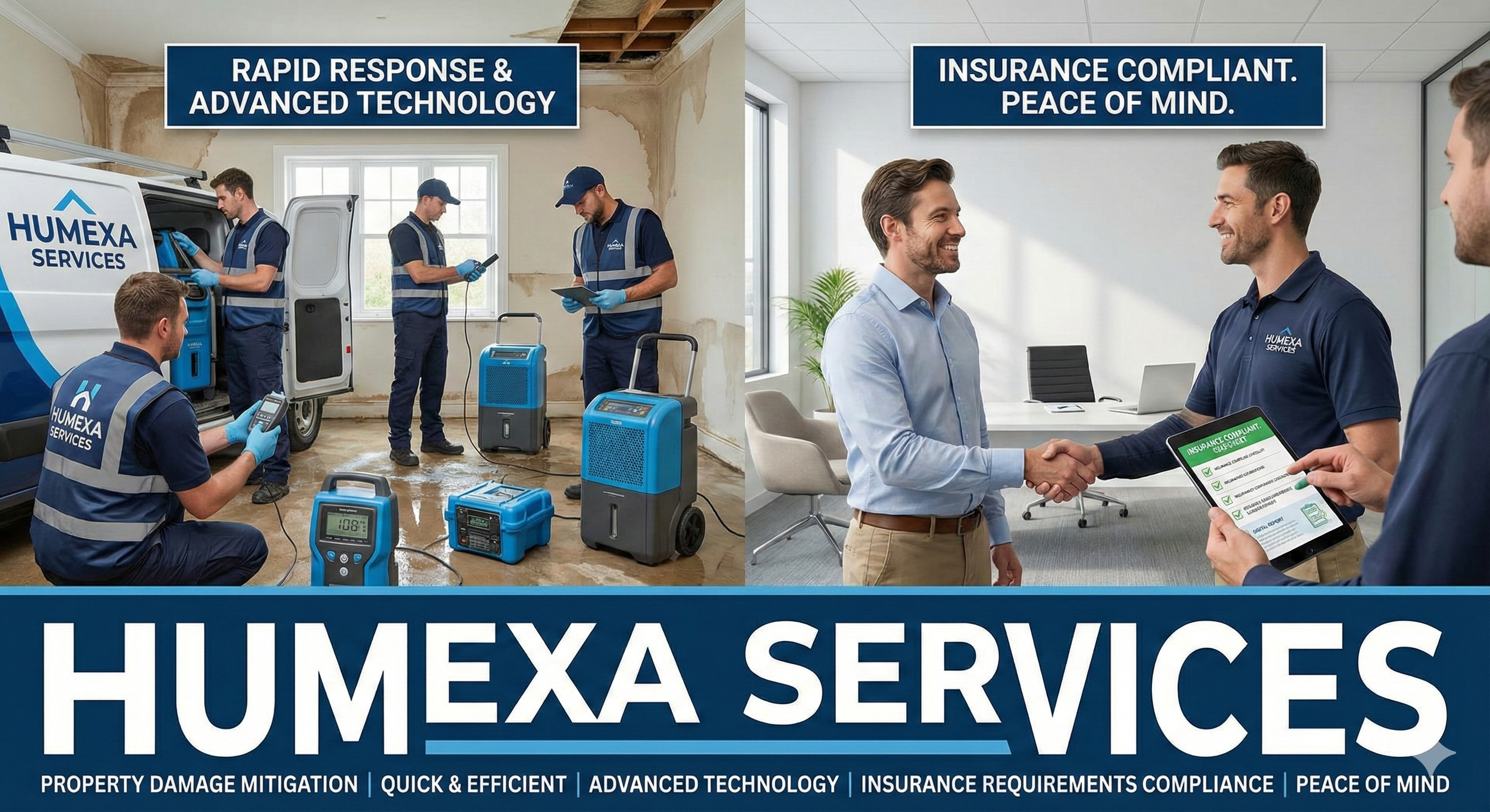 Professional damage mitigation technician at work